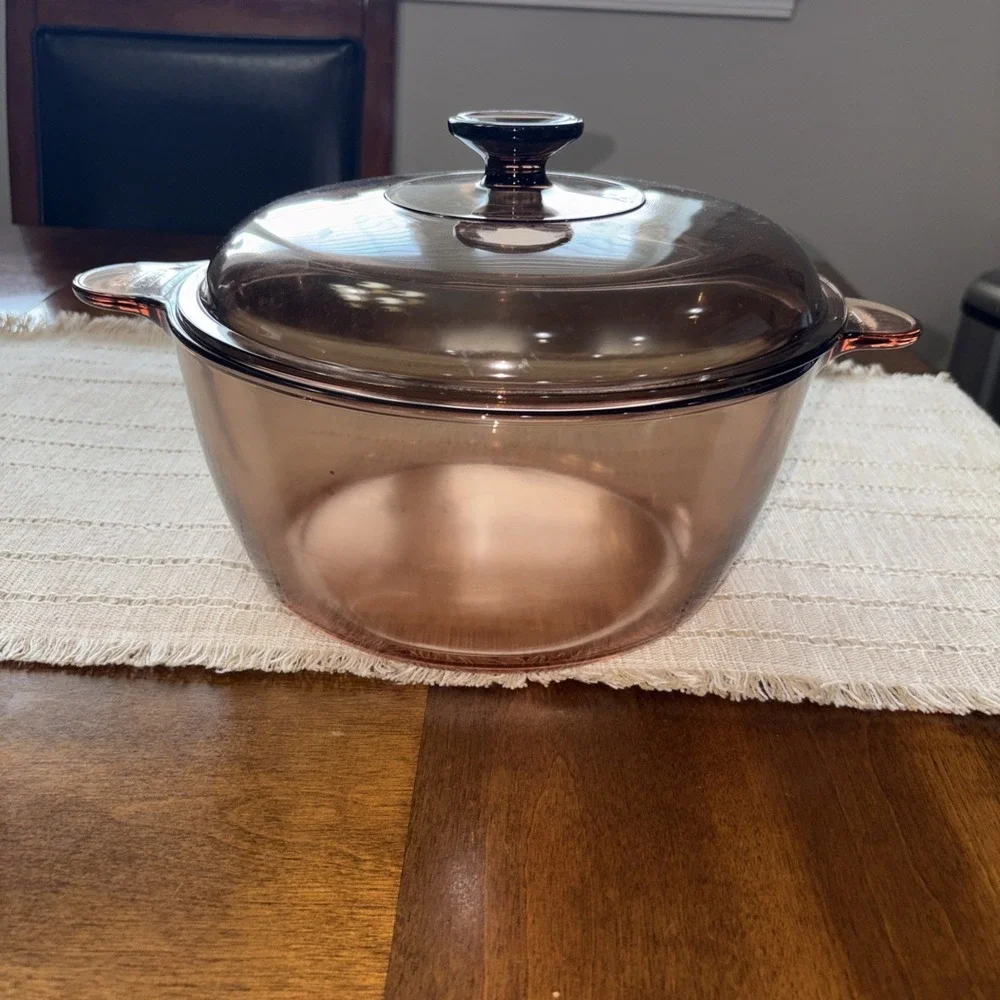 Corning AMBER VISIONS  4.5 L Serving Bowl and Lid Corning USA With Steam Basket